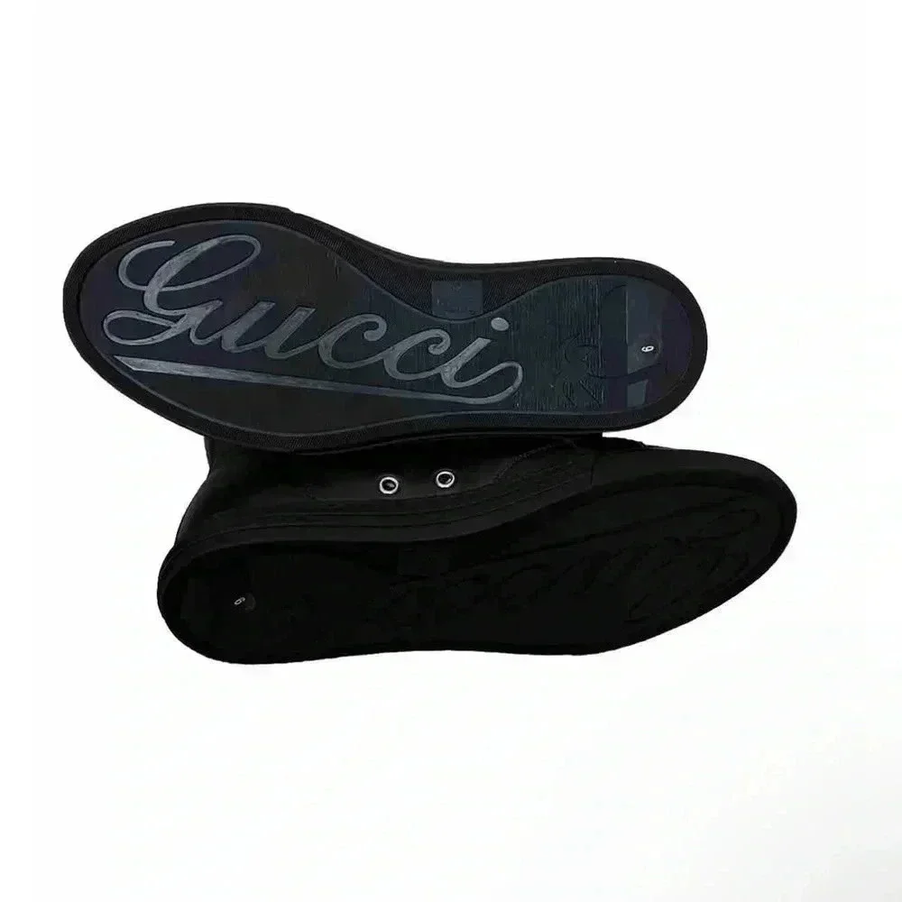 Gucci California Micro Black Leather High Top Size G6, US 6.5/7